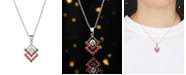 A&M Silver-Tone Ruby Accent Triangle Pendant Necklace